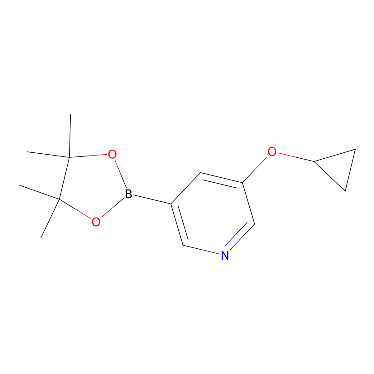 3-Cyclopropoxy-5-(4,4,5,5-tetramethyl-1,3,2-dioxaborolan-2-YL)pyridine molecular structure, CAS 2096341-47-6