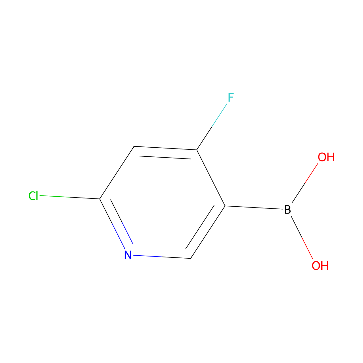 (6-Chloro-4-fluoropyridin-3-yl)boronic acid molecular structure, CAS 2096341-49-8