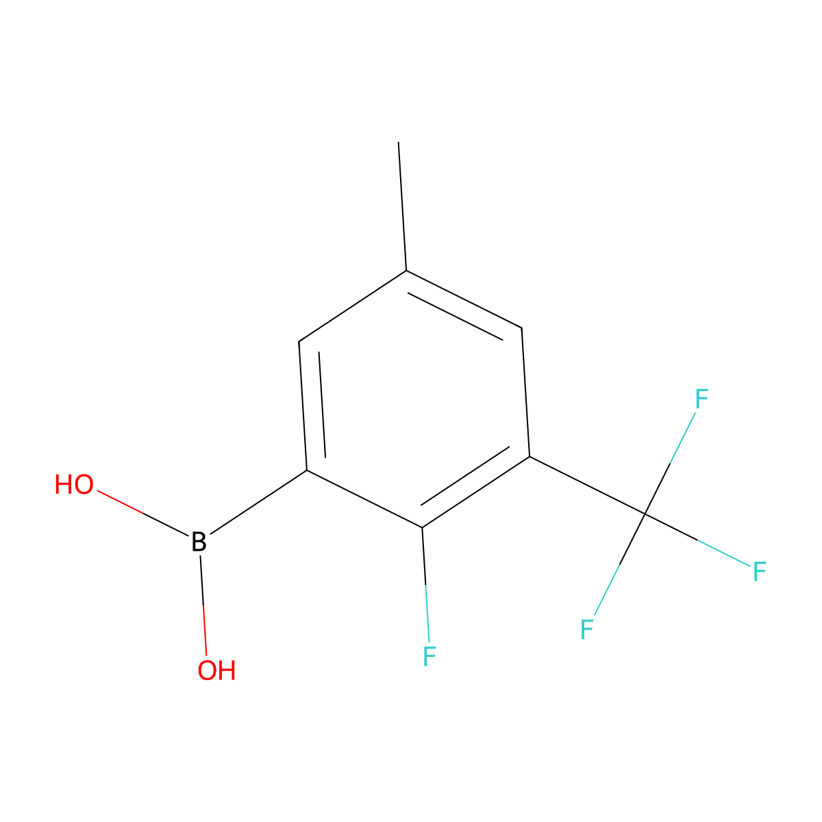 2-Fluoro-5-methyl-3-(trifluoromethyl)phenylboronic acid molecular structure, CAS 2096341-51-2