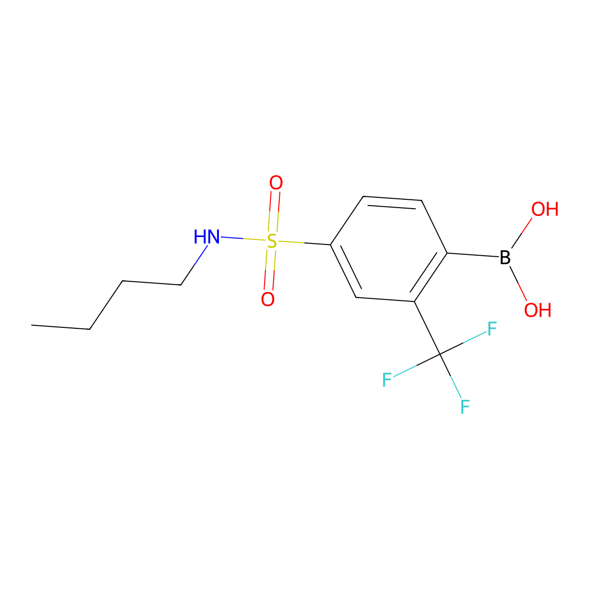4-(N-Butylsulfamoyl)-2-trifluoromethylphenylboronic acid molecular structure, CAS 2096341-57-8