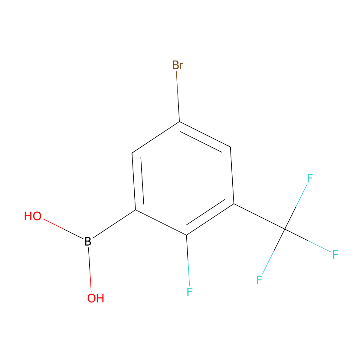 5-Bromo-2-fluoro-3-trifluoromethylphenylboronic acid molecular structure, CAS 2096341-70-5