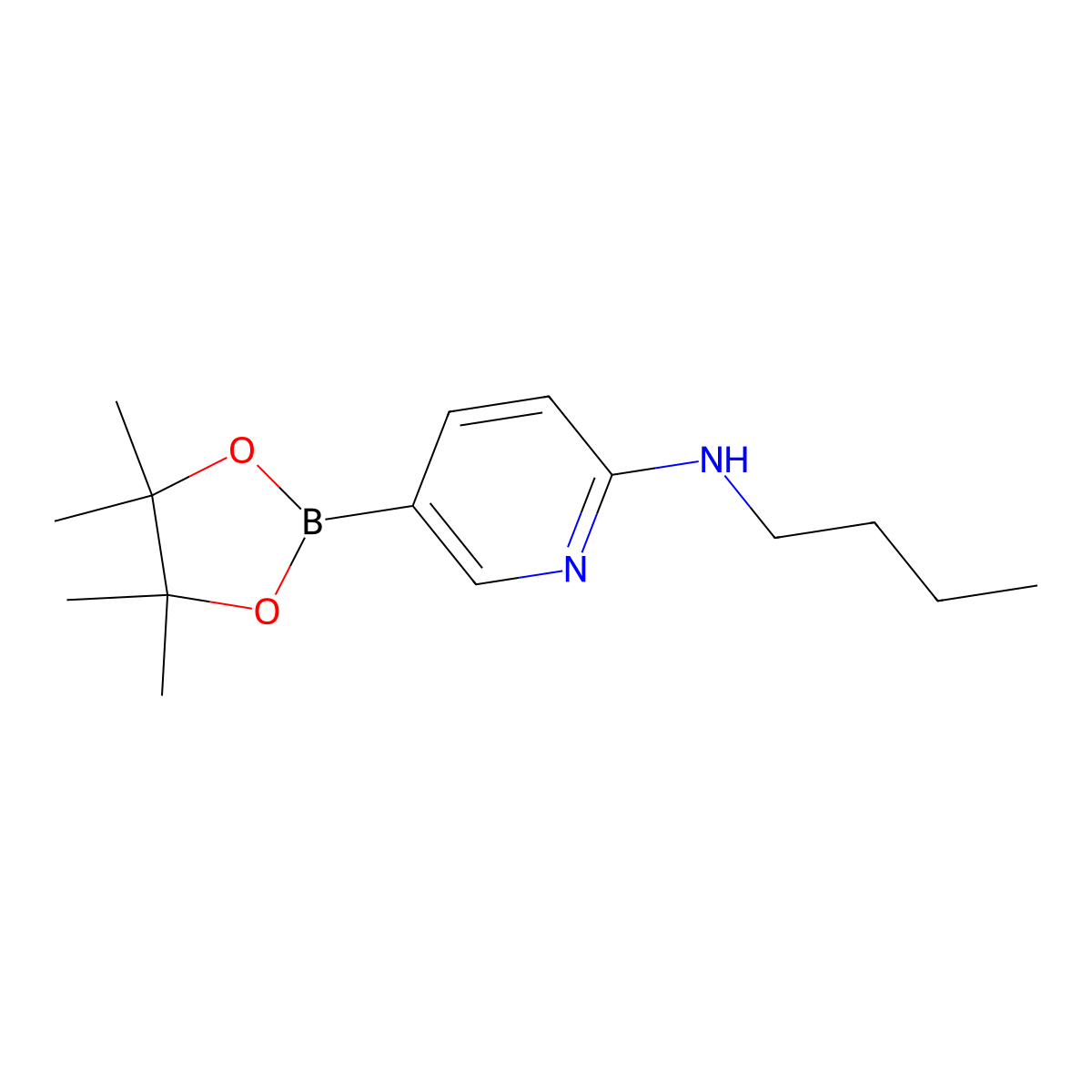 N-Butyl-5-(4,4,5,5-tetramethyl-1,3,2-dioxaborolan-2-YL)pyridin-2-amine molecular structure, CAS 2096341-76-1
