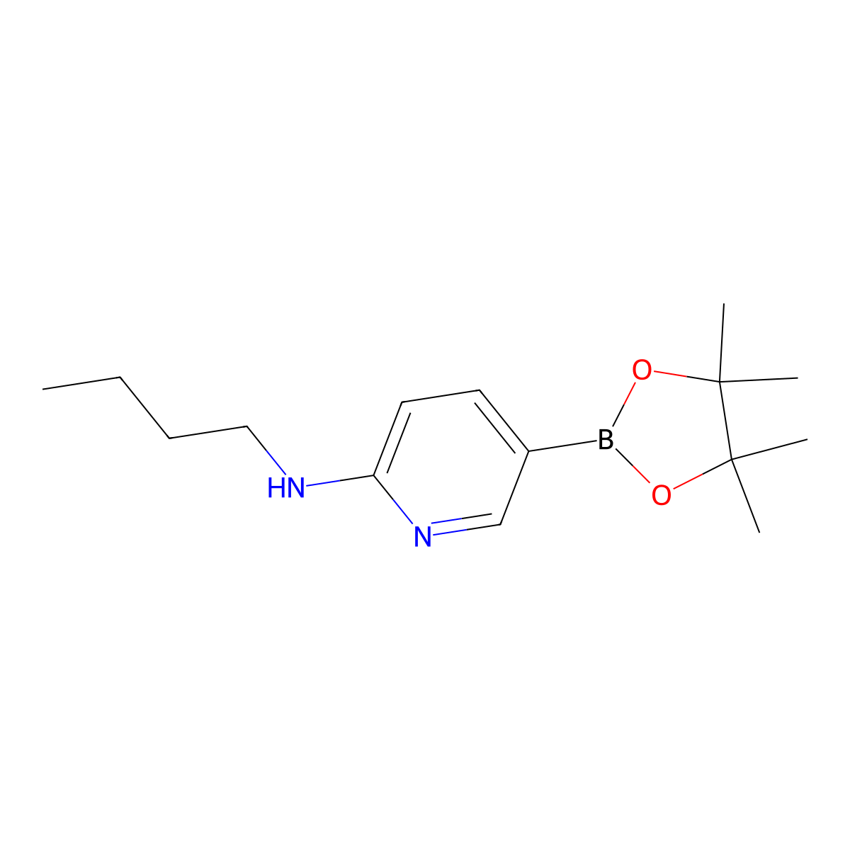 N-Butyl-5-(4,4,5,5-tetramethyl-1,3,2-dioxaborolan-2-YL)pyridin-2-amine molecular structure, CAS 2096341-76-1