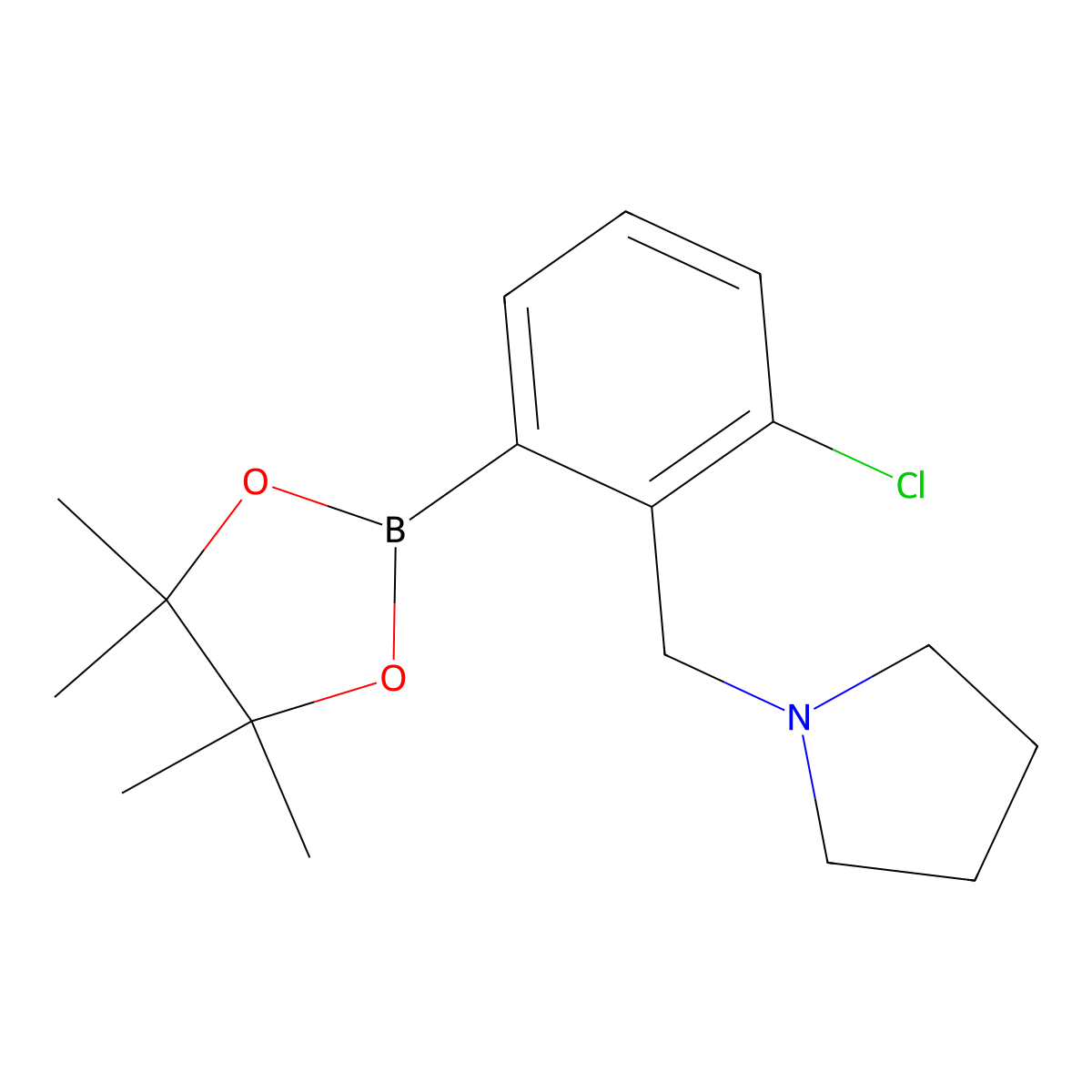 1-(2-Chloro-6-(4,4,5,5-tetramethyl-1,3,2-dioxaborolan-2-yl)benzyl)pyrrolidine molecular structure, CAS 2096341-78-3