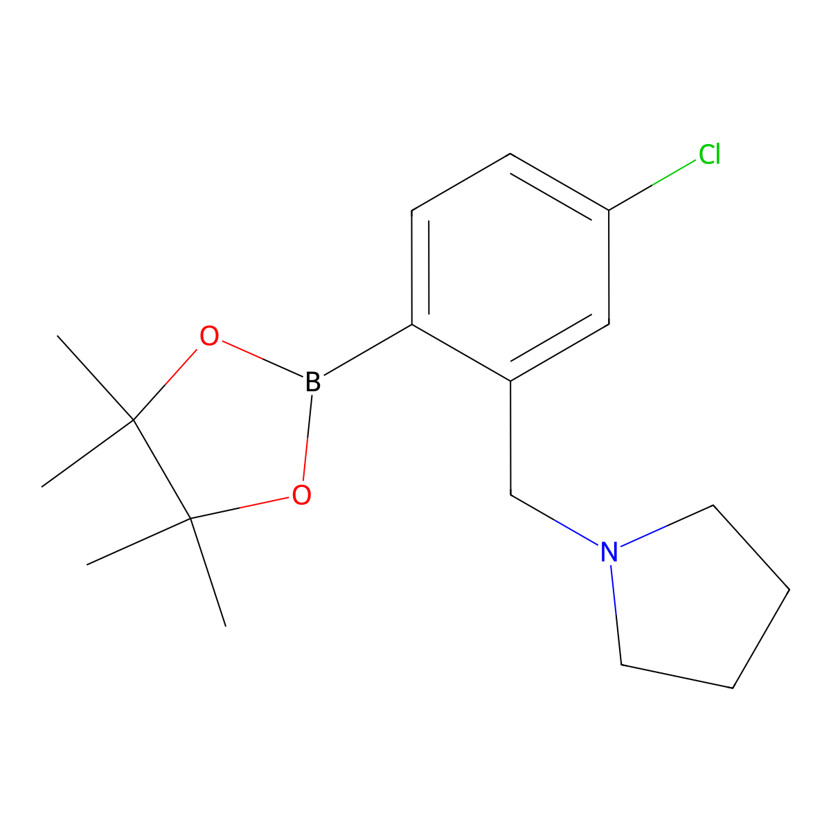 1-(5-Chloro-2-(4,4,5,5-tetramethyl-1,3,2-dioxaborolan-2-yl)benzyl)pyrrolidine molecular structure, CAS 2096341-79-4