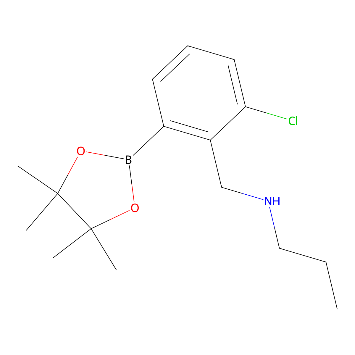 3-Chloro-3-(N-propylaminomethyl)phenylboronic acid, pinacol ester molecular structure, CAS 2096341-81-8