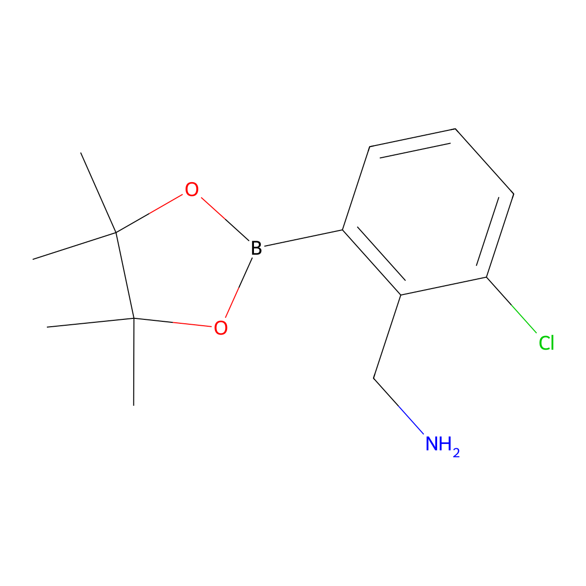 2-Aminomethyl-3-chlorophenylboronic acid, pinacol ester molecular structure, CAS 2096341-82-9