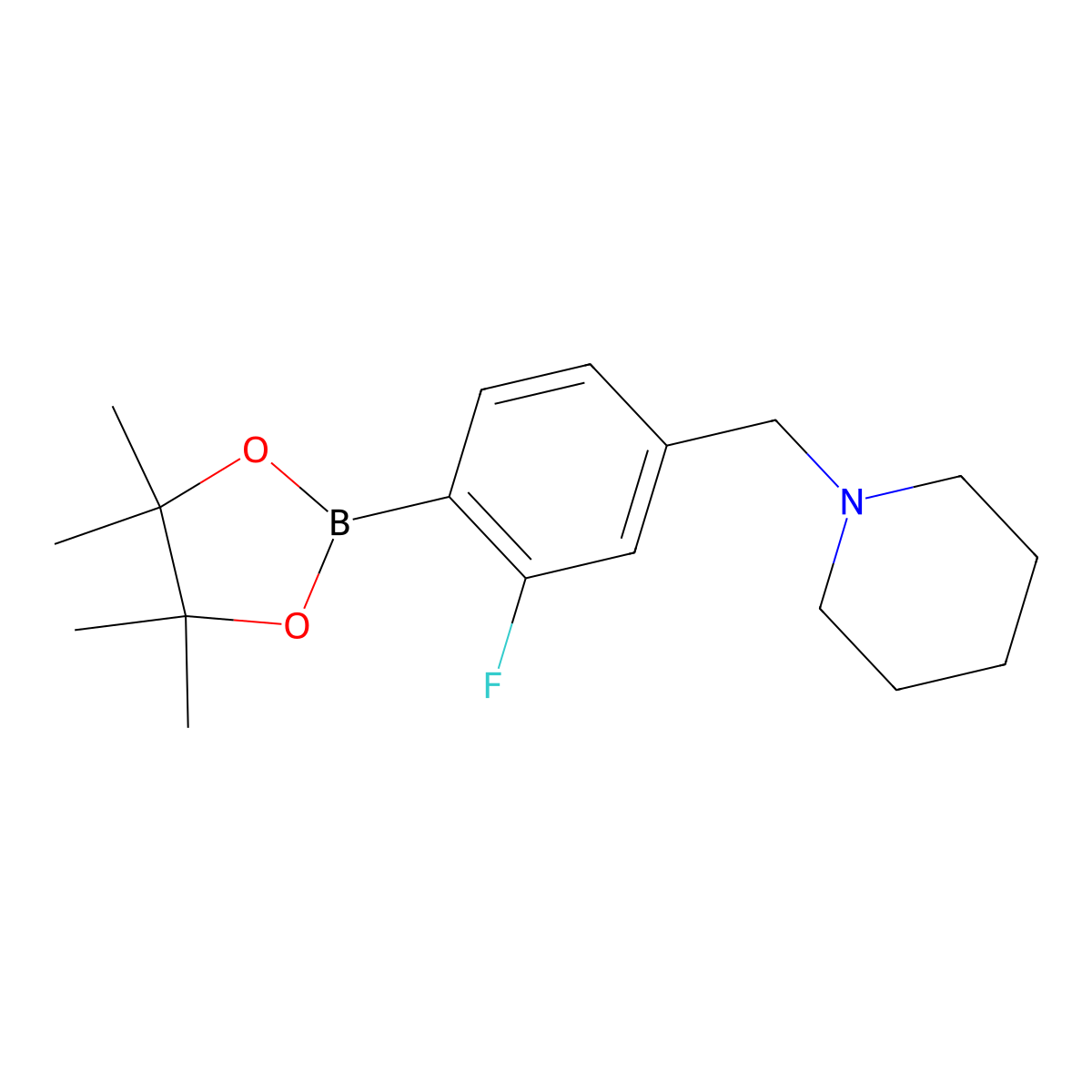 2-Fluoro-4-(piperidinomethyl)phenylboronic acid pinacol ester molecular structure, CAS 2096341-85-2