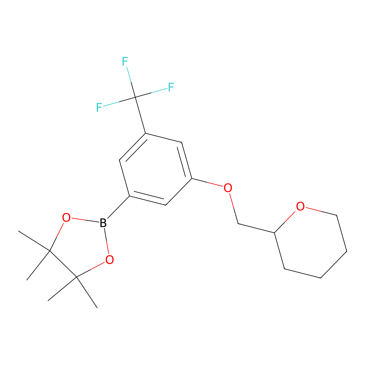 3-(Tetrahydropyran-2-yl)methoxy-5-trifluoromethylphenylboronic acid, pinacol ester molecular structure, CAS 2096341-86-3
