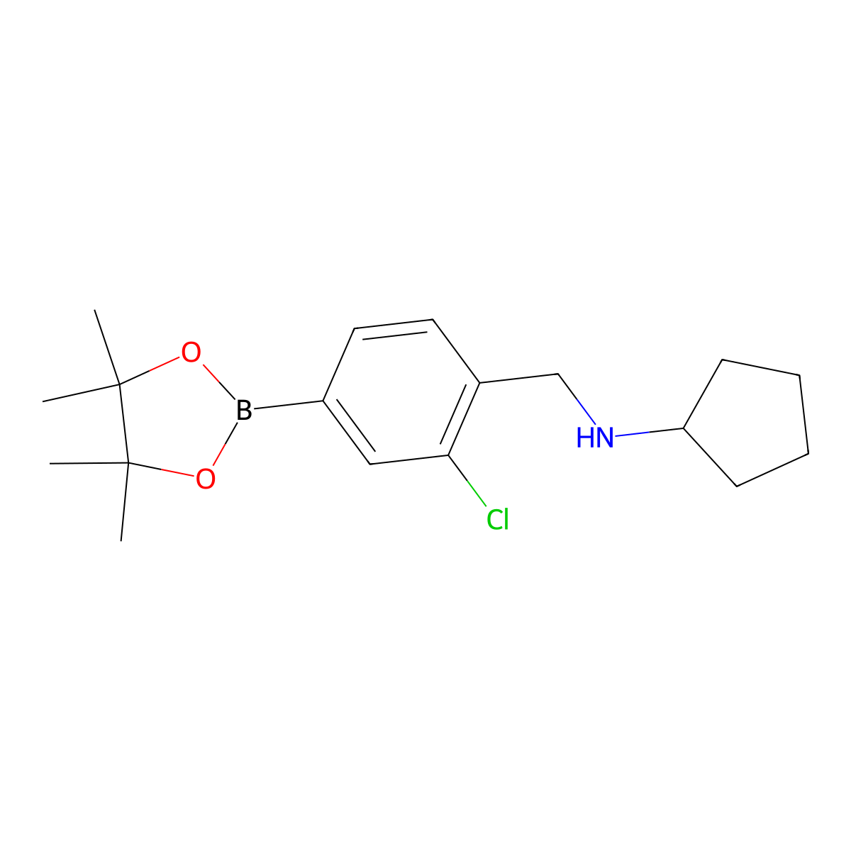 N-(2-Chloro-4-(4,4,5,5-tetramethyl-1,3,2-dioxaborolan-2-yl)benzyl)cyclopentanamine molecular structure, CAS 2096341-87-4