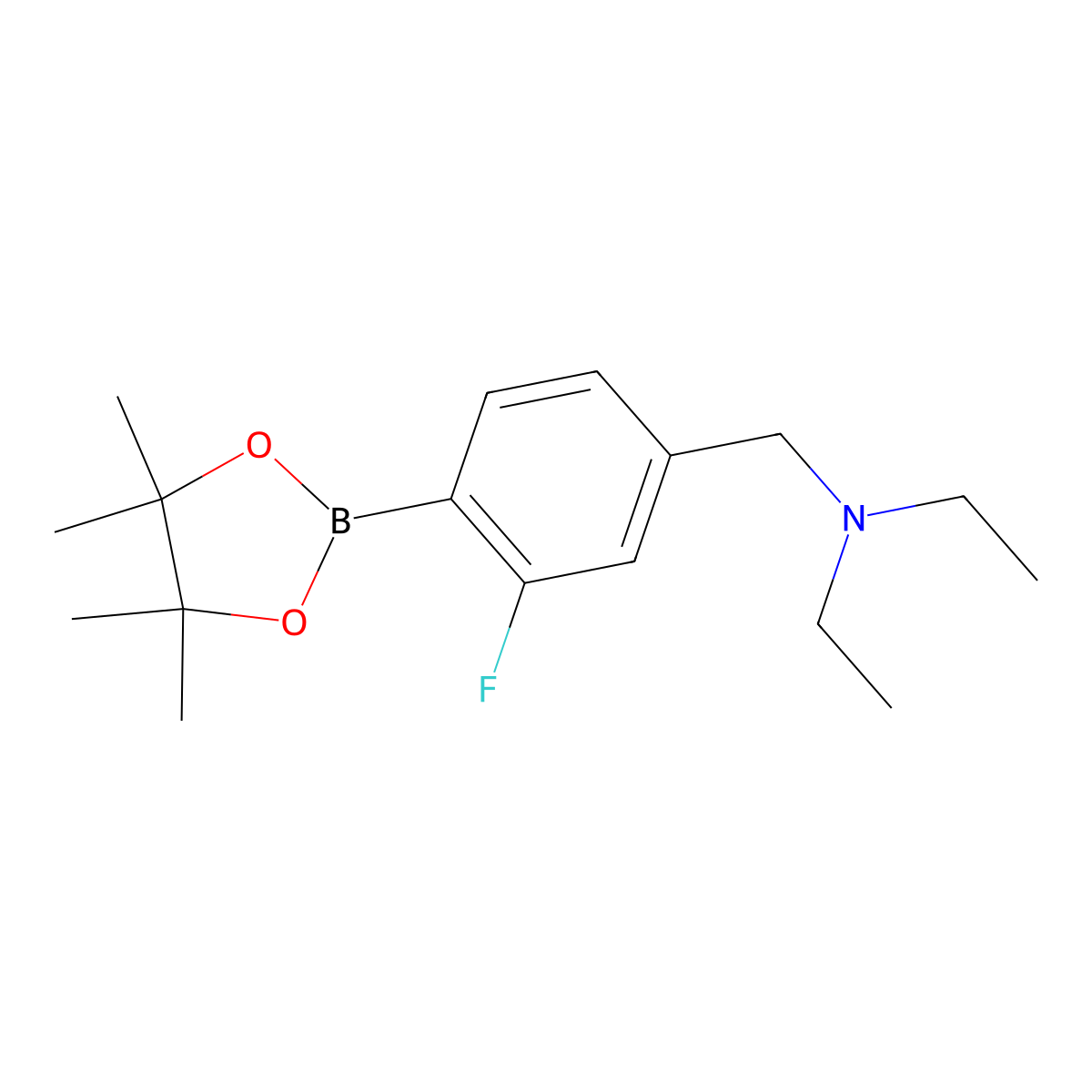 N-Ethyl-N-(3-fluoro-4-(4,4,5,5-tetramethyl-1,3,2-dioxaborolan-2-yl)benzyl)ethanamine molecular structure, CAS 2096341-88-5