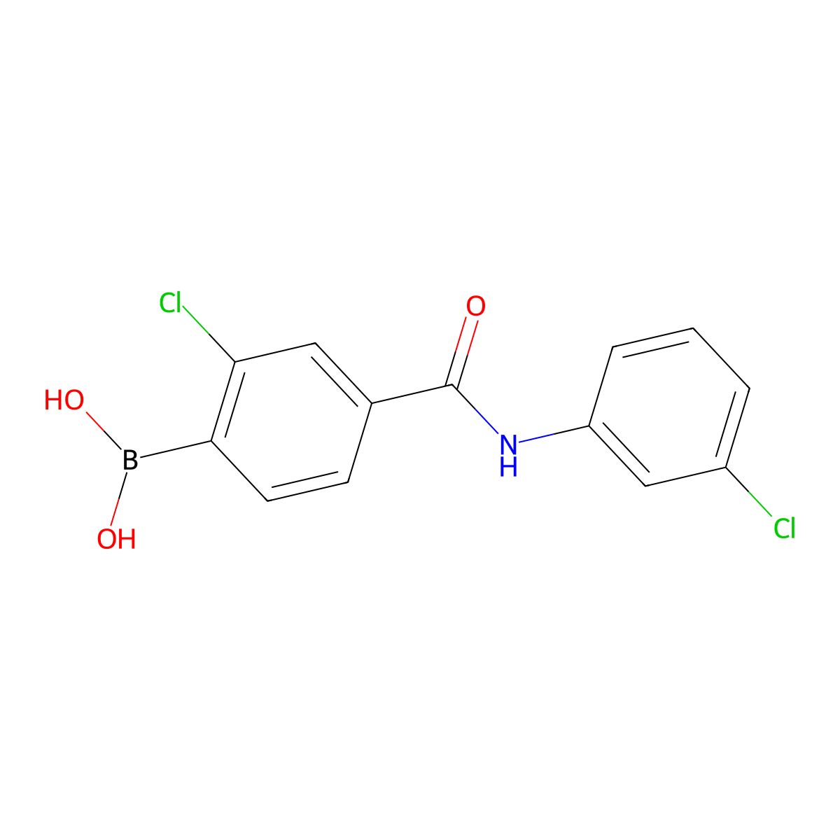 Boronic acid, B-[2-chloro-4-[[(3-chlorophenyl)amino]carbonyl]phenyl]- molecular structure, CAS 2096341-91-0