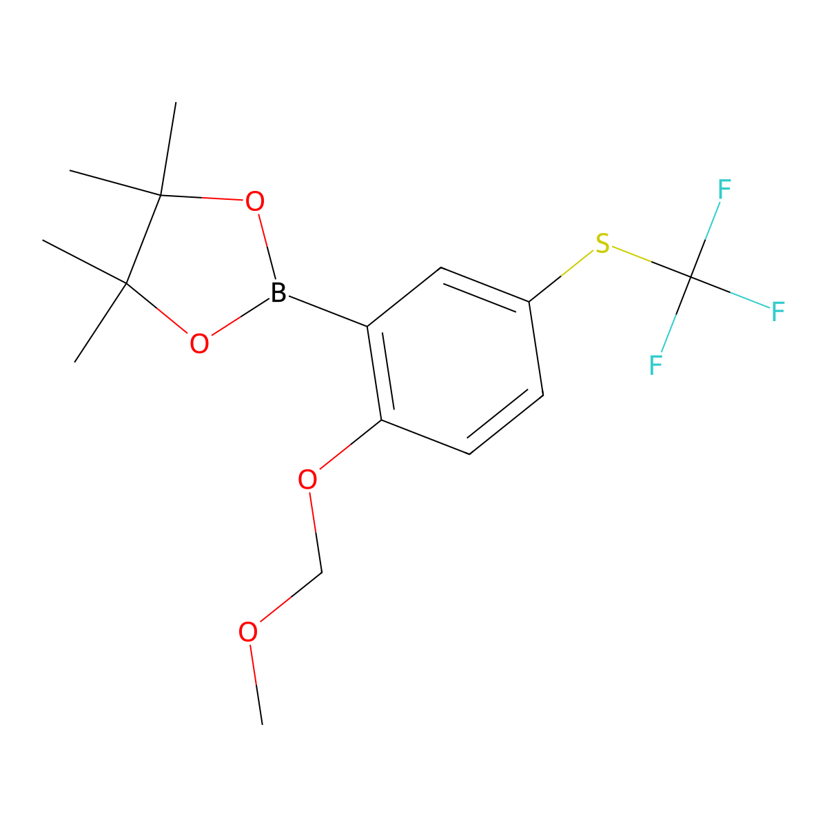 2-(Methoxymethoxy)-5-(trifluoromethylthio)phenylboronic acid, pinacol ester molecular structure, CAS 2096341-93-2