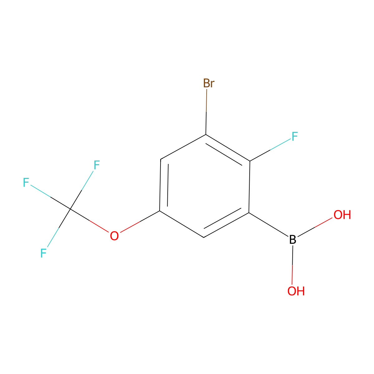 3-Bromo-2-fluoro-5-(trifluoromethoxy)phenylboronic acid molecular structure, CAS 2096342-15-1