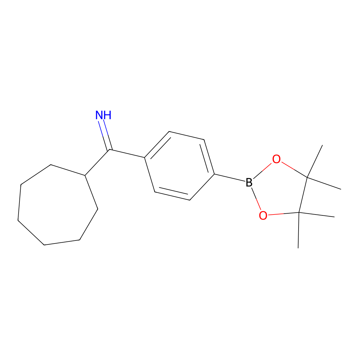 4-(Cycloheptyl)iminomethylphenylboronic acid pinacol ester molecular structure, CAS 2096342-17-3
