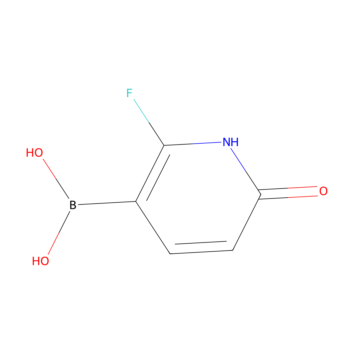 (2-Fluoro-6-hydroxypyridin-3-yl)boronic acid molecular structure, CAS 2096342-26-4