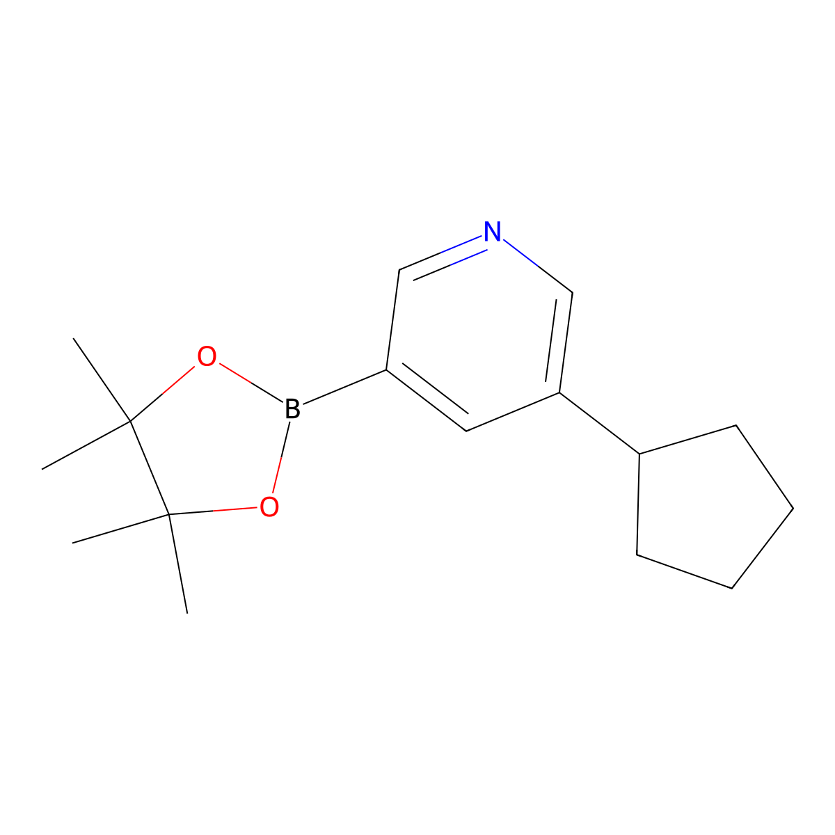 3-Cyclopentyl-5-(4,4,5,5-tetramethyl-1,3,2-dioxaborolan-2-yl)pyridine molecular structure, CAS 2096342-36-6