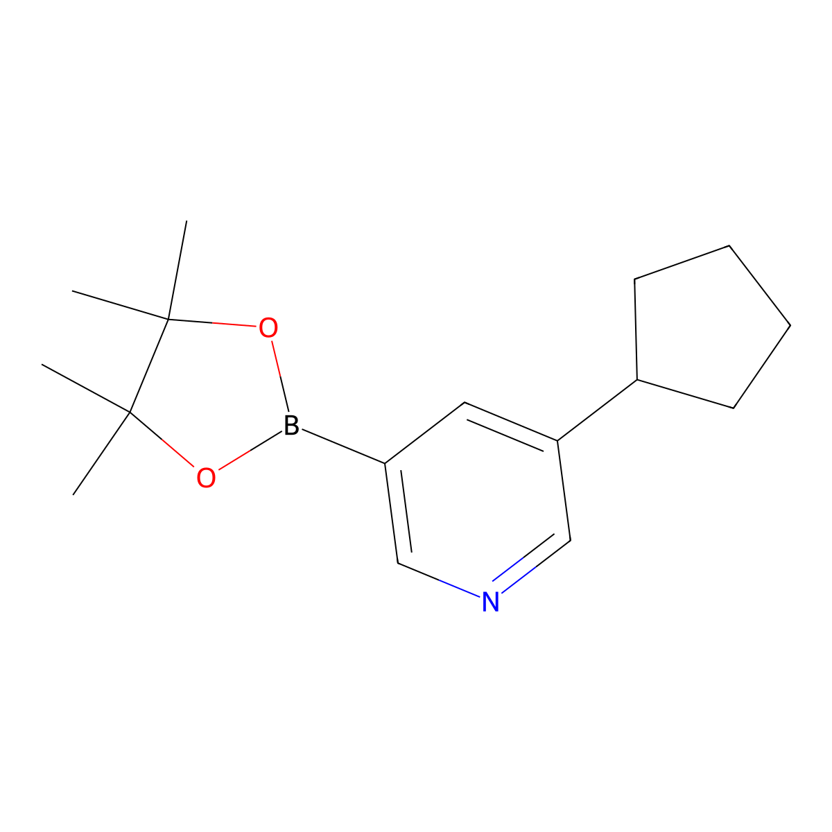 3-Cyclopentyl-5-(4,4,5,5-tetramethyl-1,3,2-dioxaborolan-2-yl)pyridine molecular structure, CAS 2096342-36-6