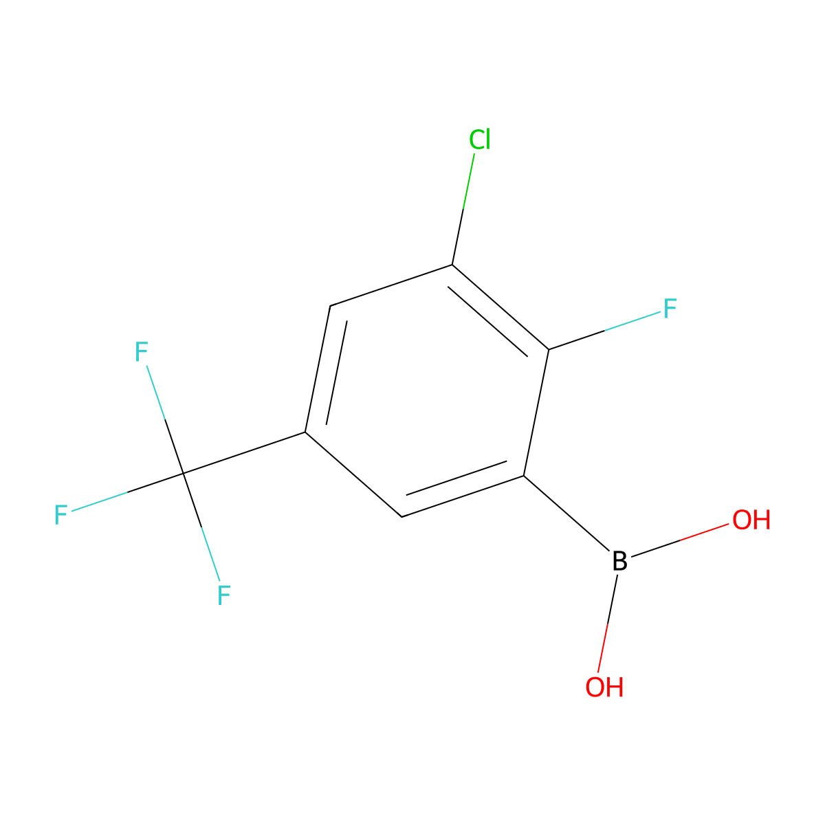 (3-Chloro-2-fluoro-5-(trifluoromethyl)phenyl)boronic acid molecular structure, CAS 2096342-38-8