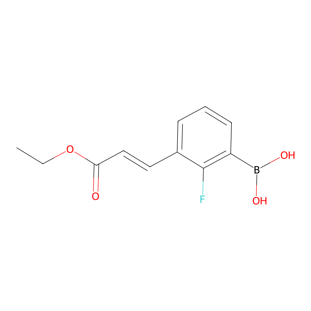 E-3-(2-Ethoxycarbonylvinyl)-2-fluorophenylboronic acid molecular structure, CAS 2096353-43-2