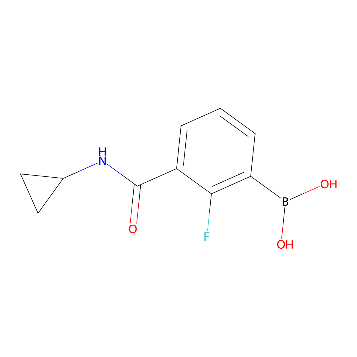 3-(Cyclopropylcarbamoyl)-2-fluorophenylboronic acid molecular structure, CAS 2096353-44-3