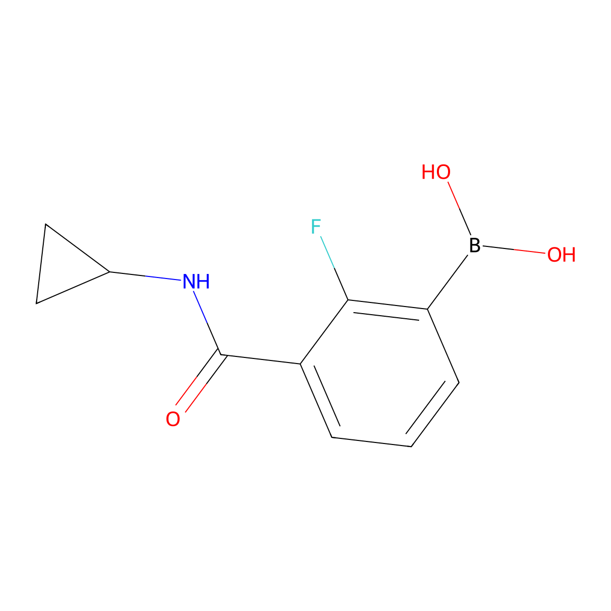 3-(Cyclopropylcarbamoyl)-2-fluorophenylboronic acid molecular structure, CAS 2096353-44-3