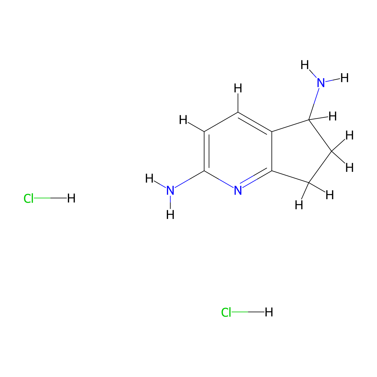 6,7-Dihydro-5H-cyclopenta[B]pyridine-2,5-diamine dihydrochloride molecular structure, CAS 2096419-56-4