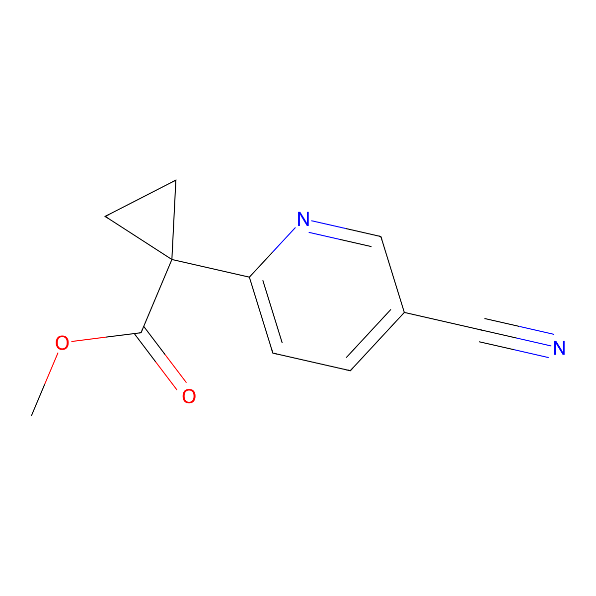 Methyl 1-(5-cyanopyridin-2-YL)cyclopropane-1-carboxylate molecular structure, CAS 2096442-74-7