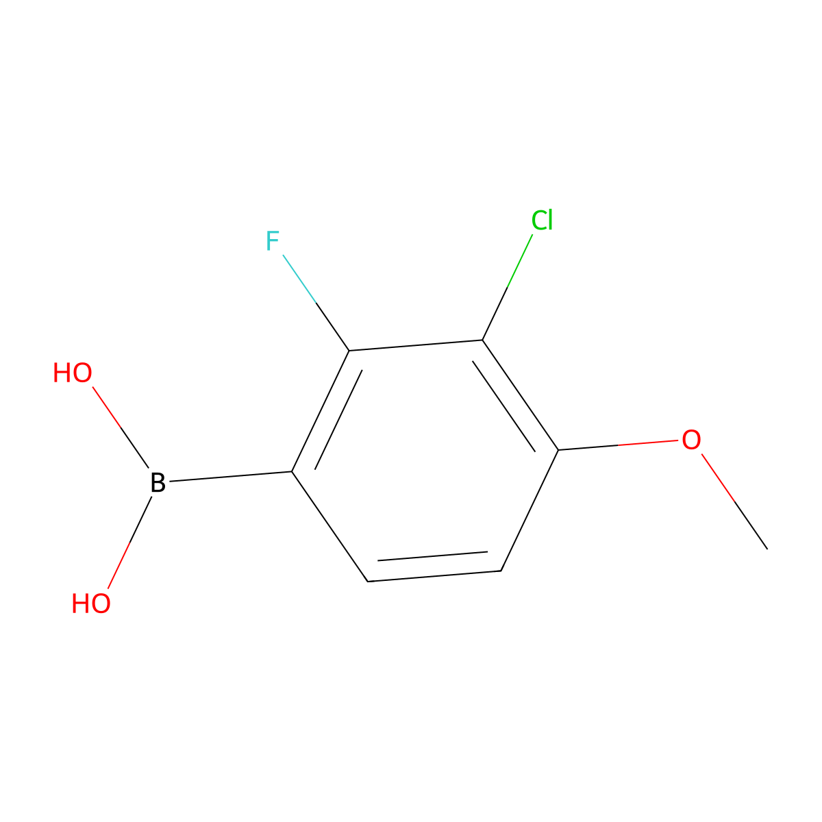 (3-Chloro-2-fluoro-4-methoxyphenyl)boronic acid molecular structure, CAS 2096454-16-7