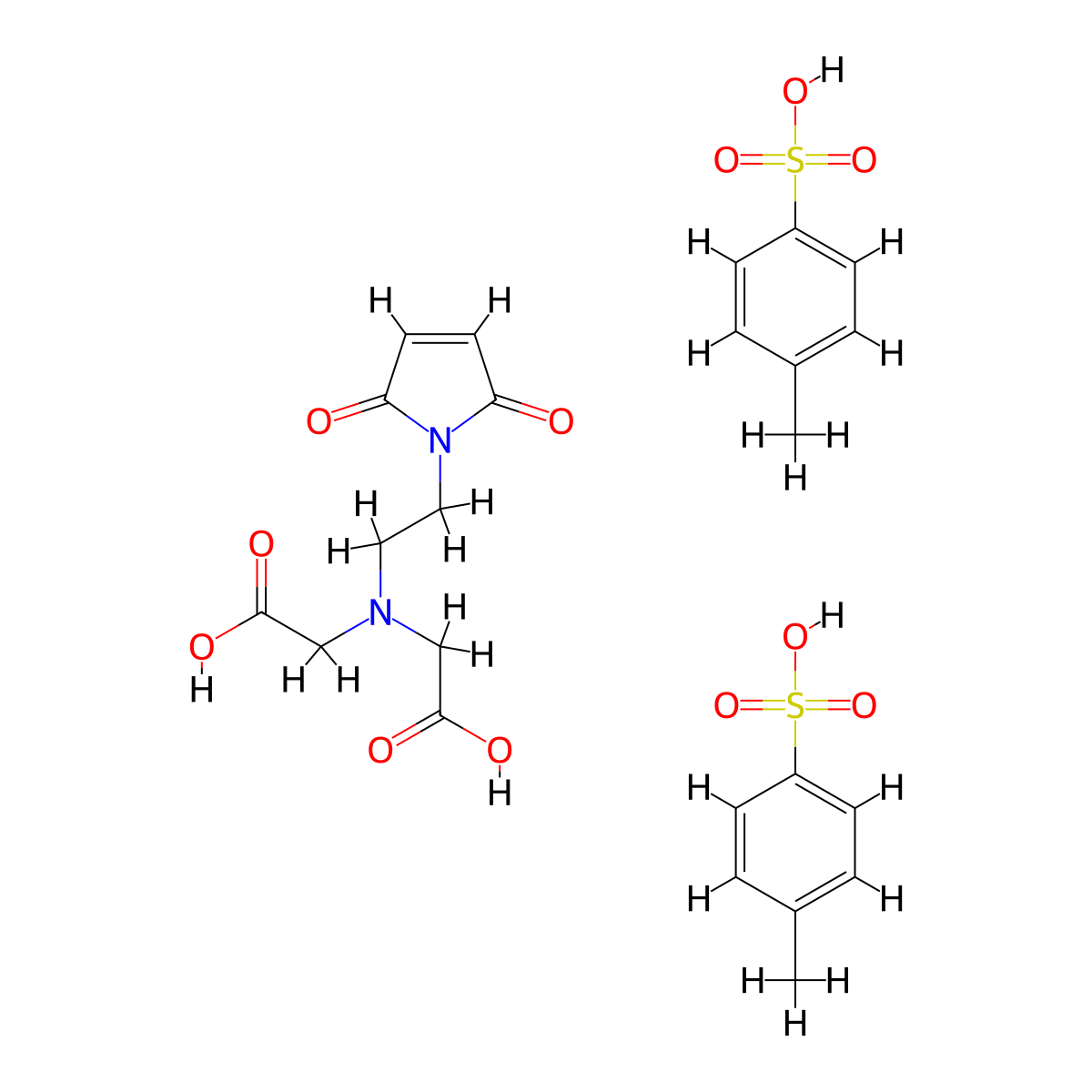 2,2'-((2-(2,5-Dioxo-2,5-dihydro-1H-pyrrol-1-yl)ethyl)azanediyl)diacetic acid bis-4-methylbenzenesulfonic acid salt molecular structure, CAS 2096496-06-7