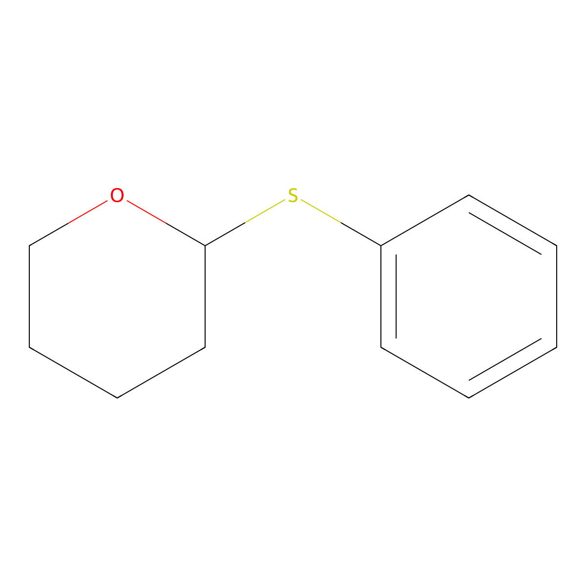 Tetrahydro-2-(phenylthio)-2H-pyran molecular structure, CAS 20965-36-0