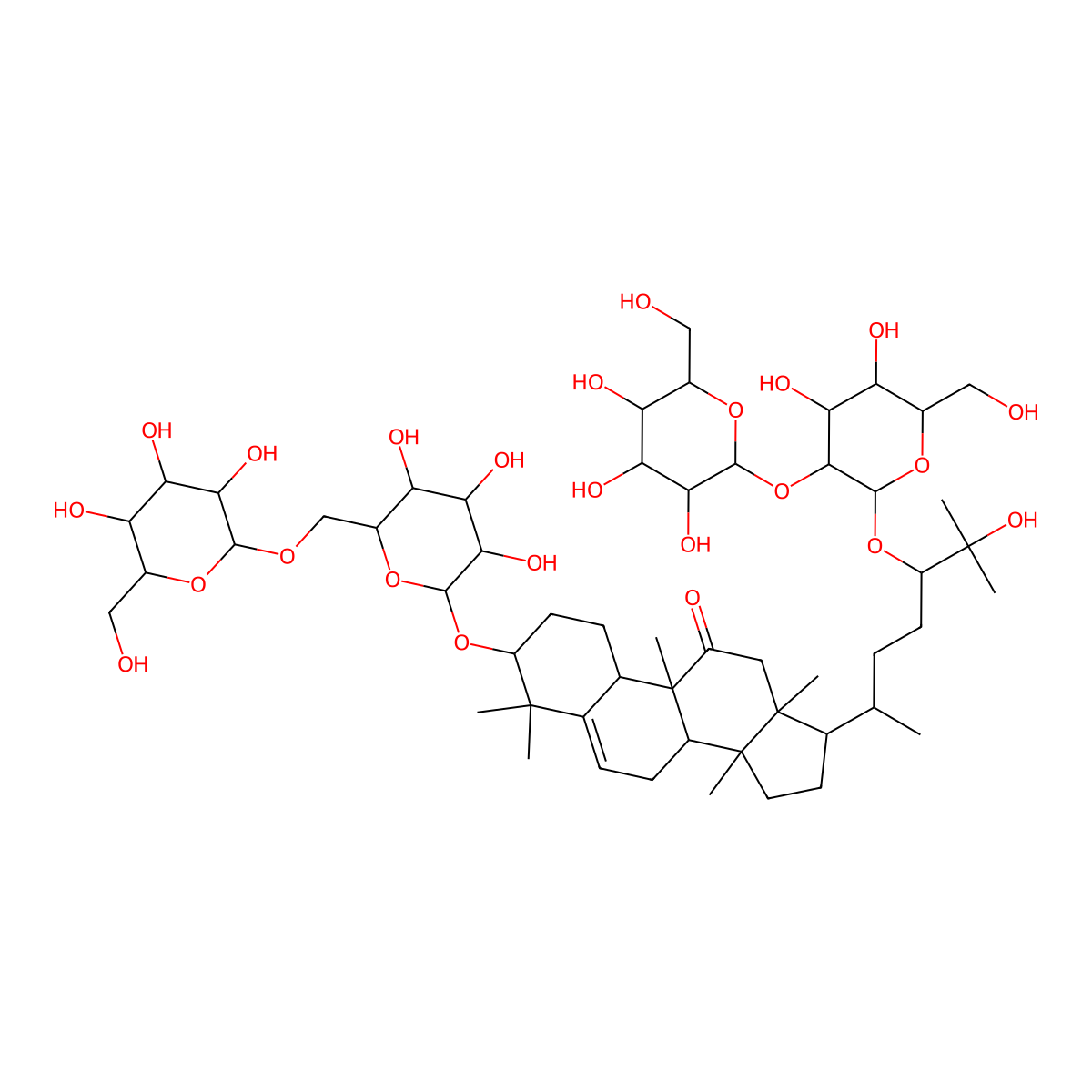 (3S,8S,9R,10R,13R,14S,17R)-17-[(2R,5R)-5-[(2S,3R,4S,5S,6R)-4,5-dihydroxy-6-(hydroxymethyl)-3-[(2R,3S,4R,5R,6S)-3,4,5-trihydroxy-6-(hydroxymethyl)oxan-2-yl]oxyoxan-2-yl]oxy-6-hydroxy-6-methylheptan-2-yl]-4,4,9,13,14-pentamethyl-3-[(2R,3R,4S,5S,6R)-3,4,5-trihydroxy-6-[[(2R,3R,4S,5S,6R)-3,4,5-trihydroxy-6-(hydroxymethyl)oxan-2-yl]oxymethyl]oxan-2-yl]oxy-1,2,3,7,8,10,12,15,16,17-decahydrocyclopenta[a]phenanthren-11-one molecular structure, CAS 2096516-32-2