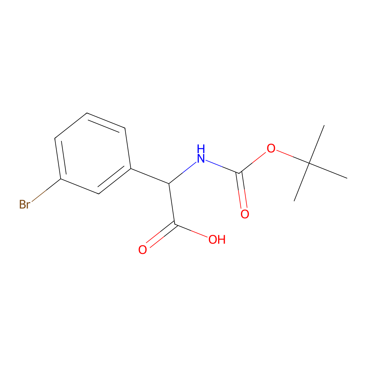 Boc-(r)-2-amino-2-(3-bromophenyl)acetic acid molecular structure, CAS 209680-89-7