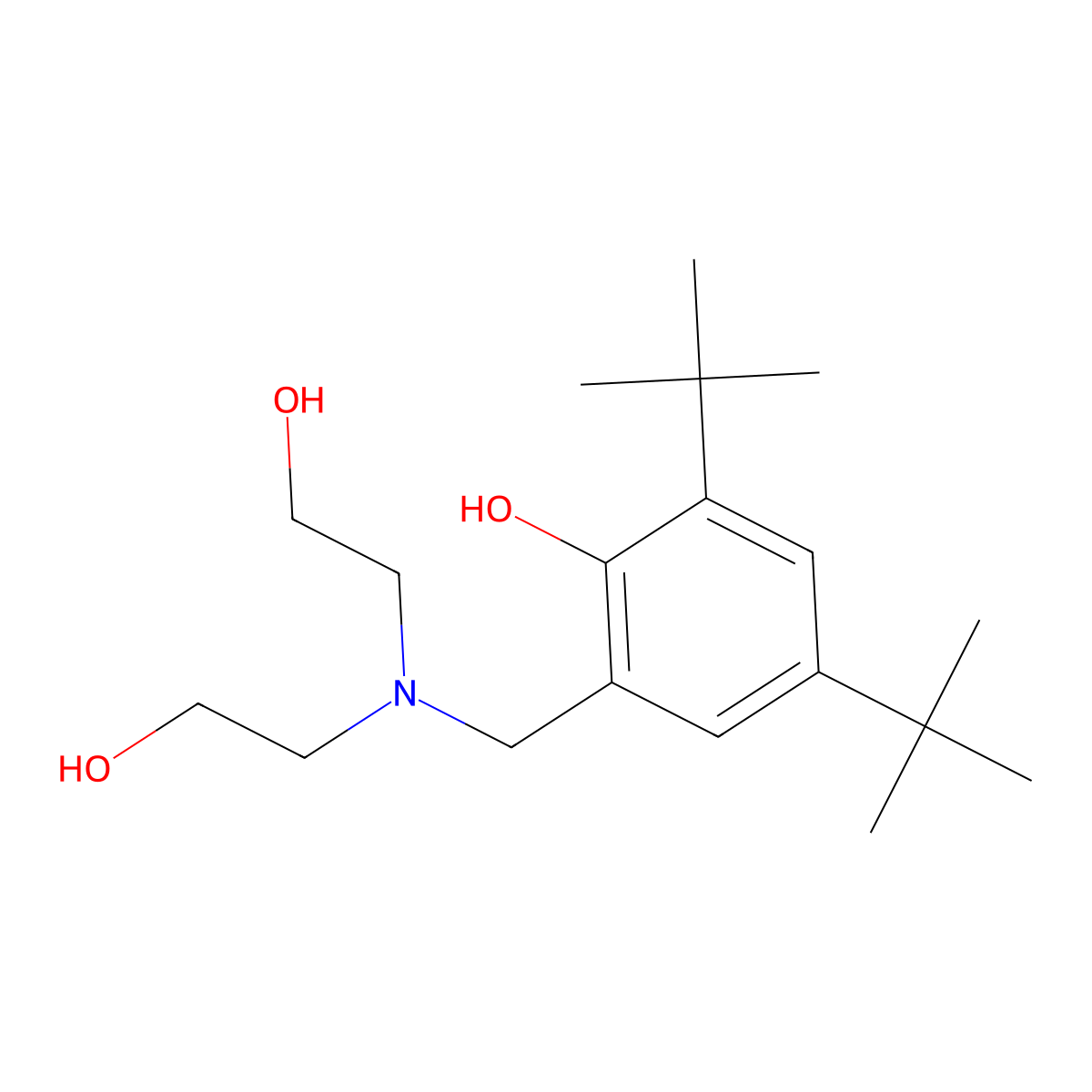 2-{[Bis(2-hydroxyethyl)amino]methyl}-4,6-di-tert-butylphenol molecular structure, CAS 209681-65-2