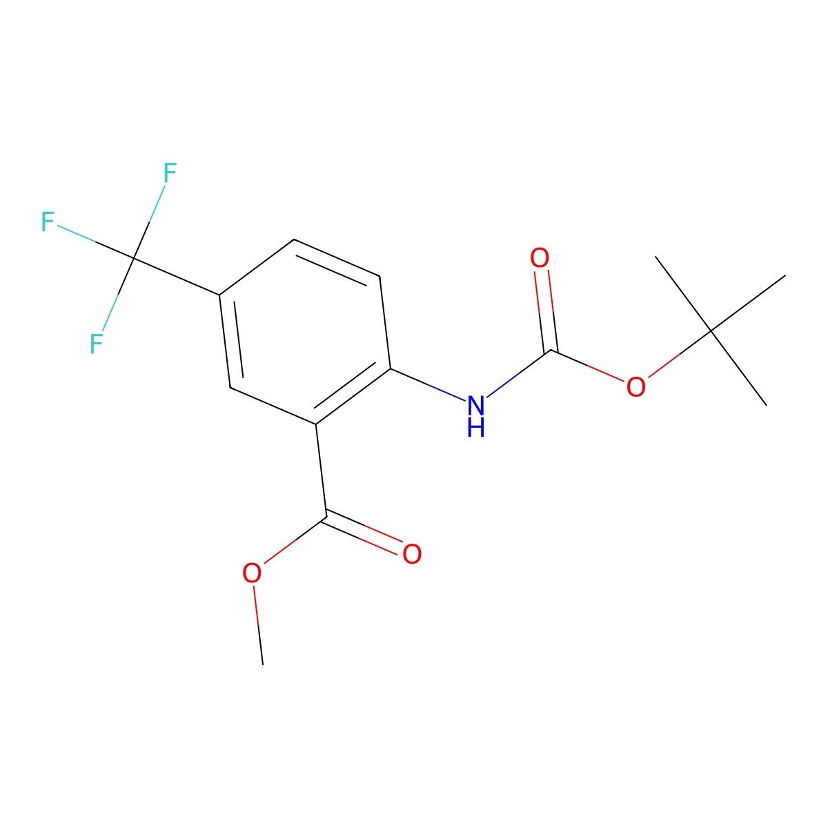 Methyl 2-((tert-butoxycarbonyl)amino)-5-(trifluoromethyl)benzoate molecular structure, CAS 209688-24-4