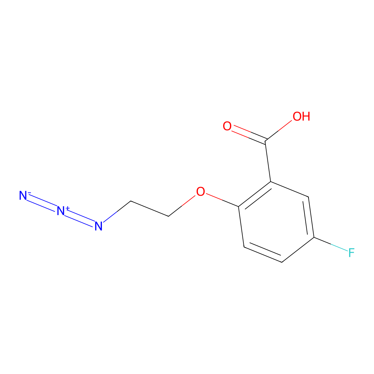 2-(2-Azidoethoxy)-5-fluorobenzoic acid molecular structure, CAS 2096985-26-9