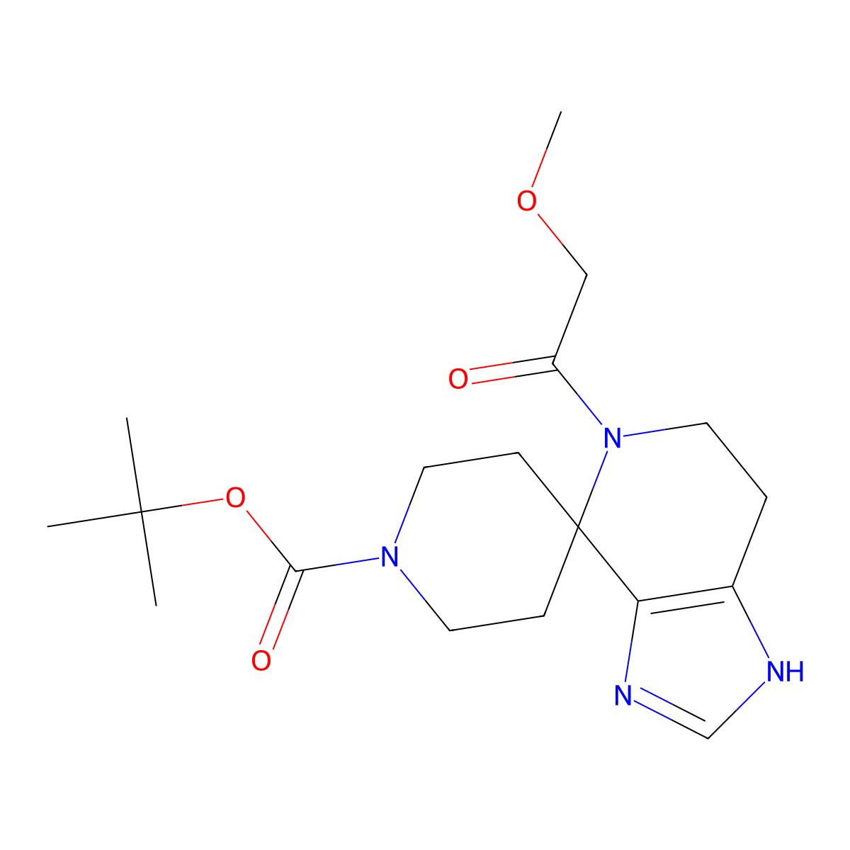 tert-butyl 5-(methoxyacetyl)-1,5,6,7-tetrahydro-1'H-spiro[imidazo[4,5-c]pyridine-4,4'-piperidine]-1'-carboxylate molecular structure, CAS 2096985-42-9