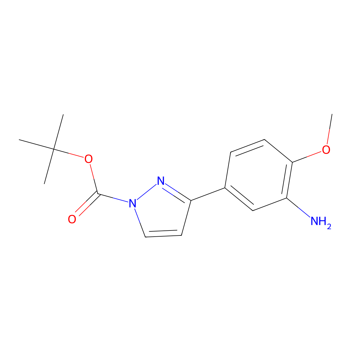 tert-Butyl 3-(3-amino-4-methoxyphenyl)-1h-pyrazole-1-carboxylate molecular structure, CAS 2096985-44-1