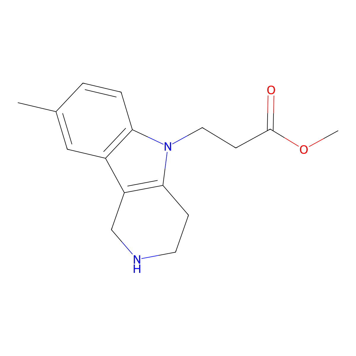 Methyl 3-(8-methyl-1,2,3,4-tetrahydro-5H-pyrido[4,3-b]indol-5-yl)propanoate molecular structure, CAS 2096985-48-5