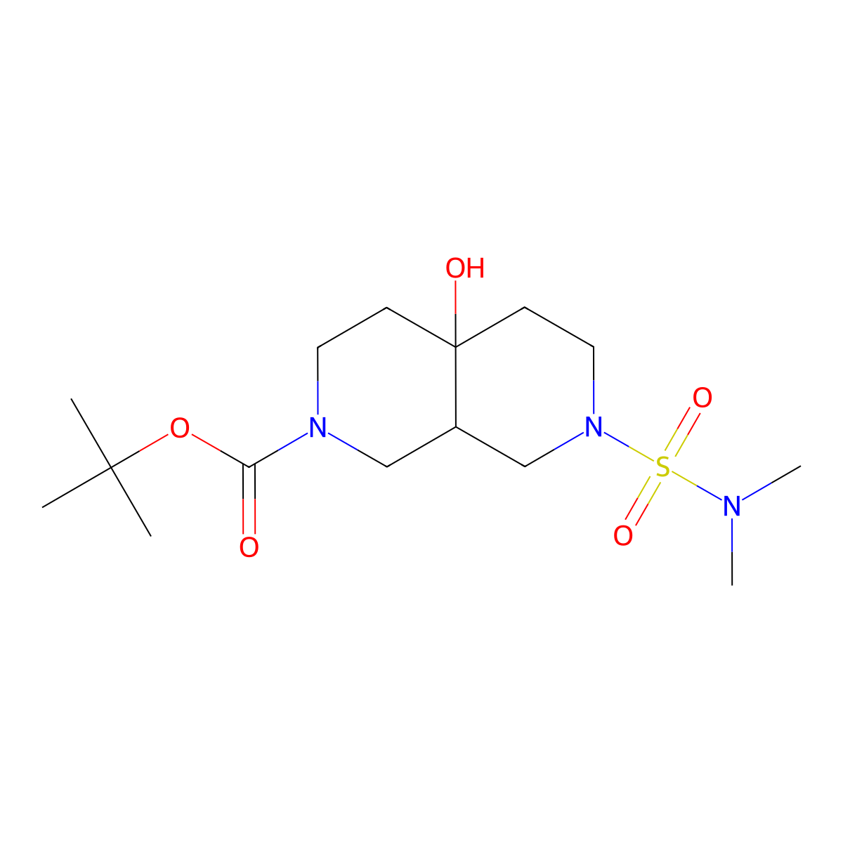 tert-Butyl 7-[(dimethylamino)sulfonyl]-4a-hydroxyoctahydro-2,7-naphthyridine-2(1H)-carboxylate molecular structure, CAS 2096985-61-2