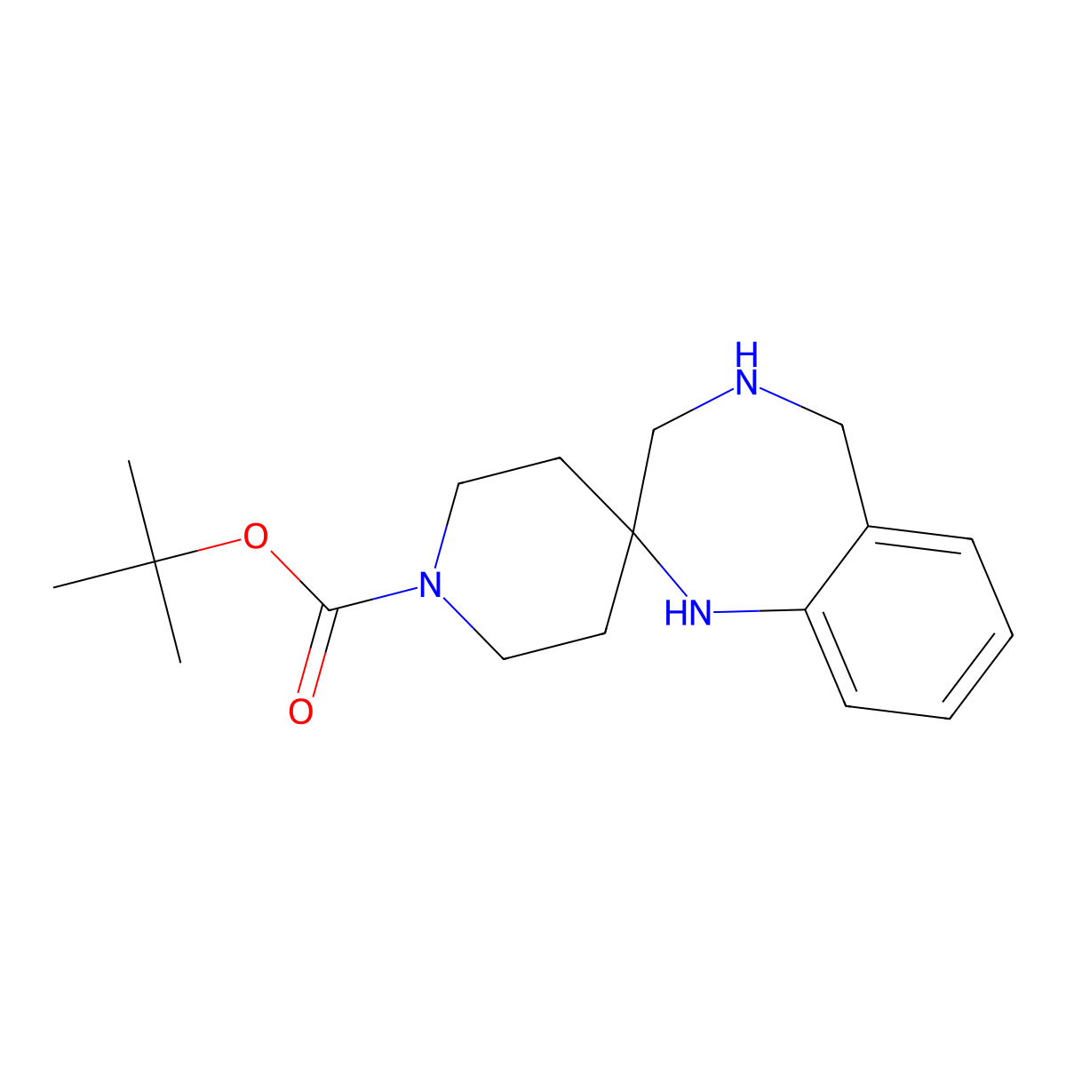 tert-butyl 1,3,4,5-tetrahydro-1'H-spiro[1,4-benzodiazepine-2,4'-piperidine]-1'-carboxylate molecular structure, CAS 2096985-65-6