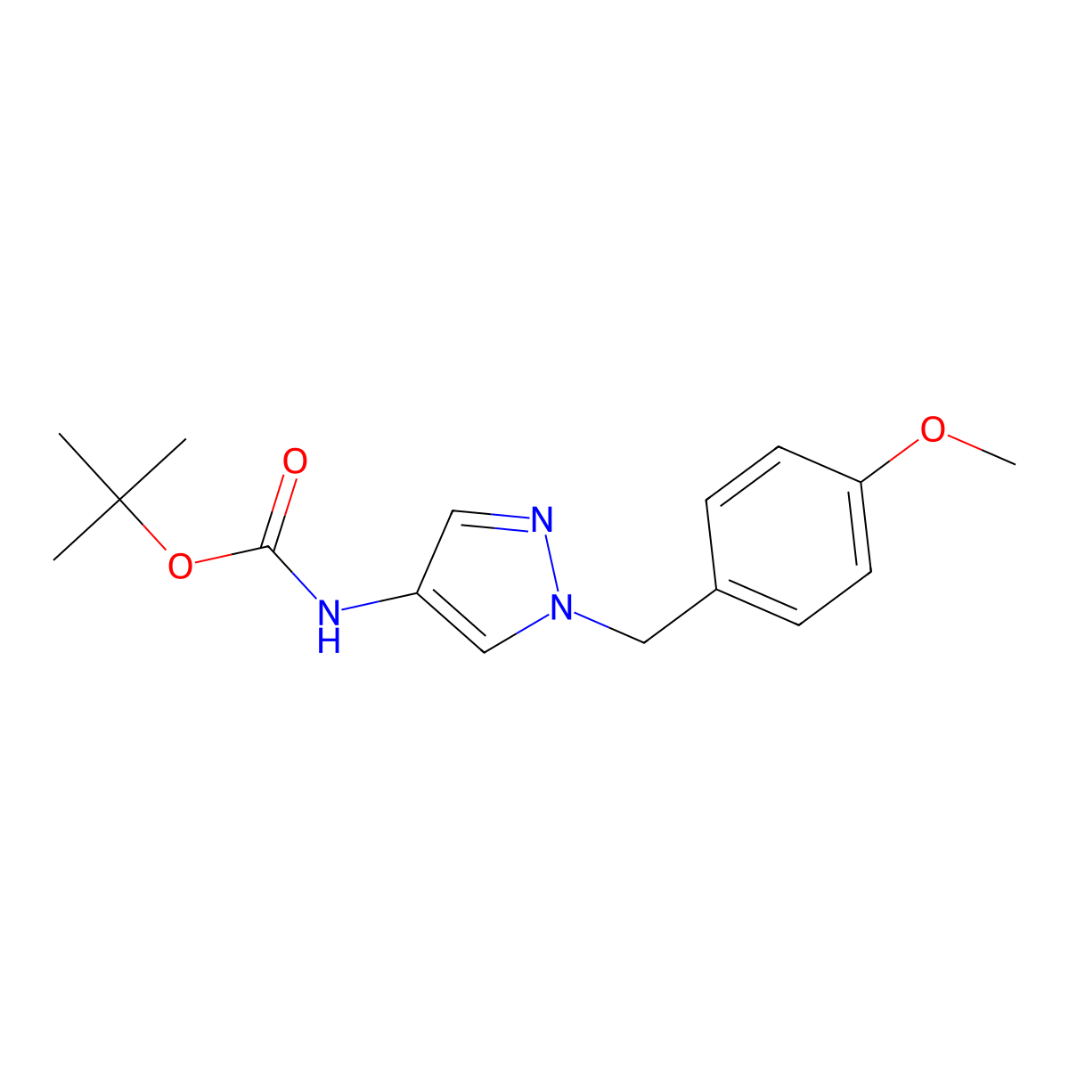 Tert-butyl [1-(4-methoxybenzyl)-1H-pyrazol-4-YL]carbamate molecular structure, CAS 2096985-85-0