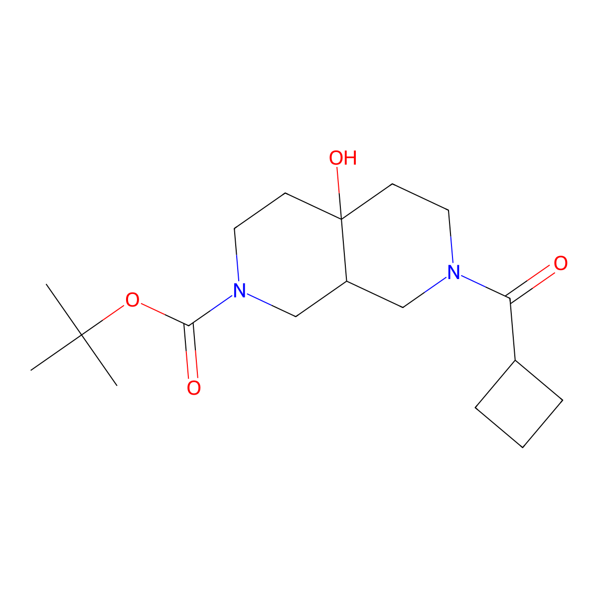 tert-Butyl 7-(cyclobutylcarbonyl)-4a-hydroxyoctahydro-2,7-naphthyridine-2(1H)-carboxylate molecular structure, CAS 2096985-98-5