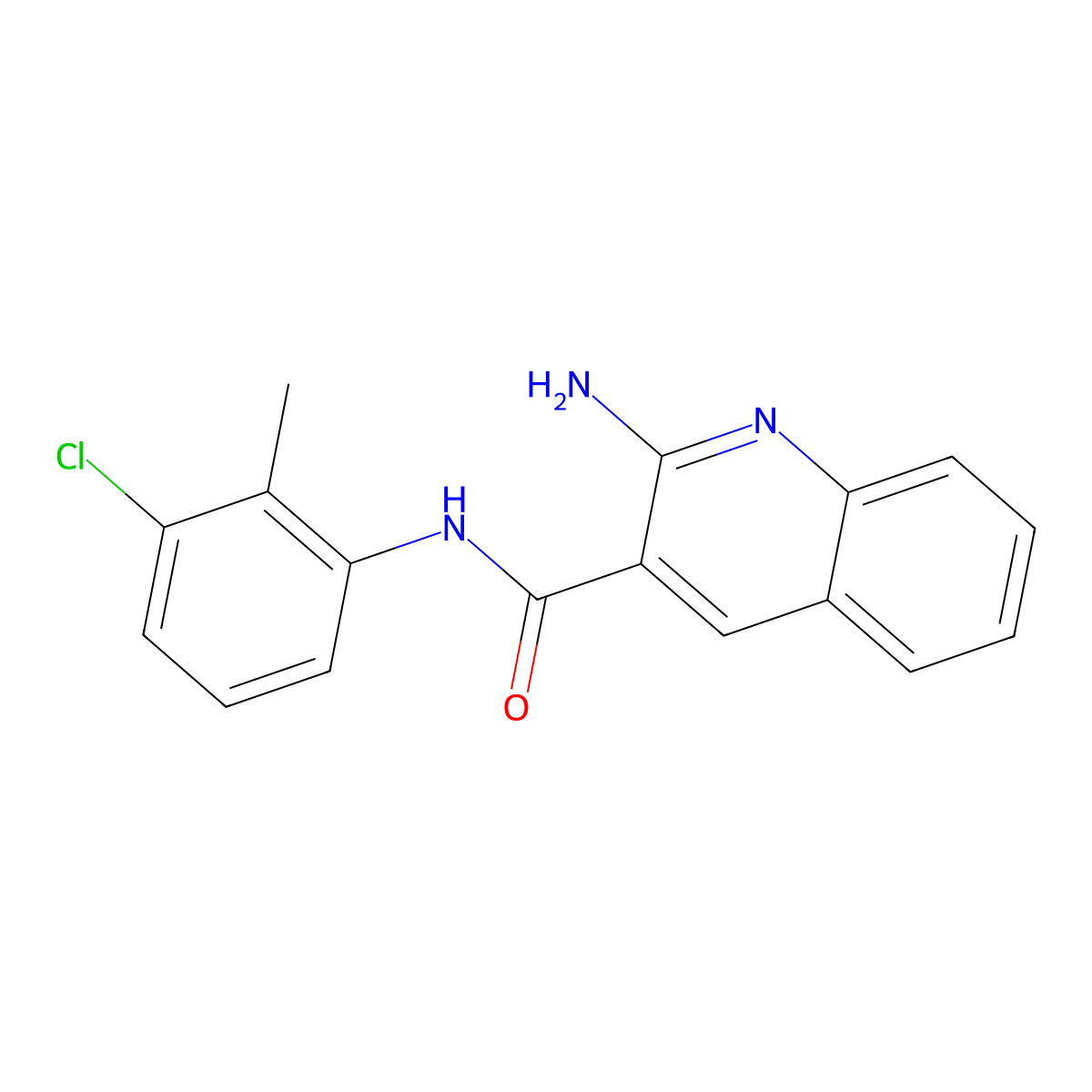 2-amino-N-(3-chloro-2-methylphenyl)quinoline-3-carboxamide molecular structure, CAS 2096986-15-9