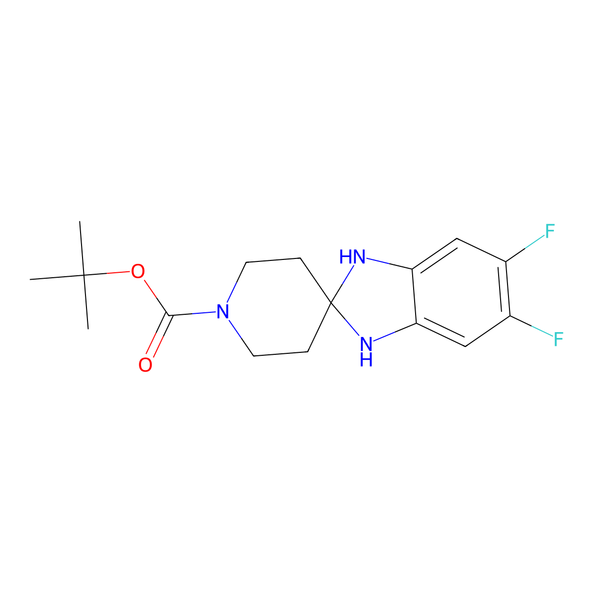 Tert-butyl 5,6-difluoro-1,3-dihydro-1'h-spiro[benzimidazole-2,4'-piperidine]-1'-carboxylate molecular structure, CAS 2096986-62-6