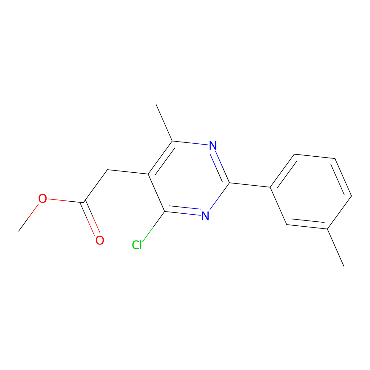 Methyl [4-chloro-6-methyl-2-(3-methylphenyl)pyrimidin-5-YL]acetate molecular structure, CAS 2096986-63-7
