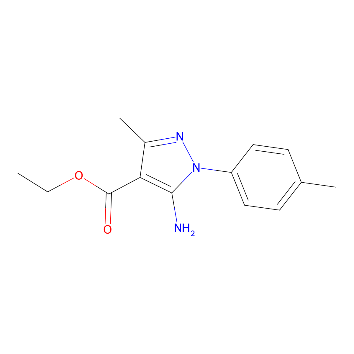 Ethyl 5-amino-3-methyl-1-(4-methylphenyl)-1h-pyrazole-4-carboxylate molecular structure, CAS 2096986-79-5