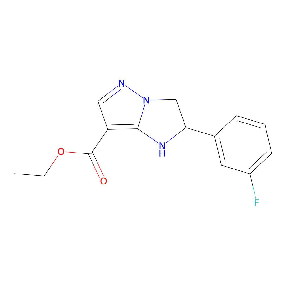 ethyl 2-(3-fluorophenyl)-2,3-dihydro-1H-imidazo[1,2-b]pyrazole-7-carboxylate molecular structure, CAS 2096986-84-2