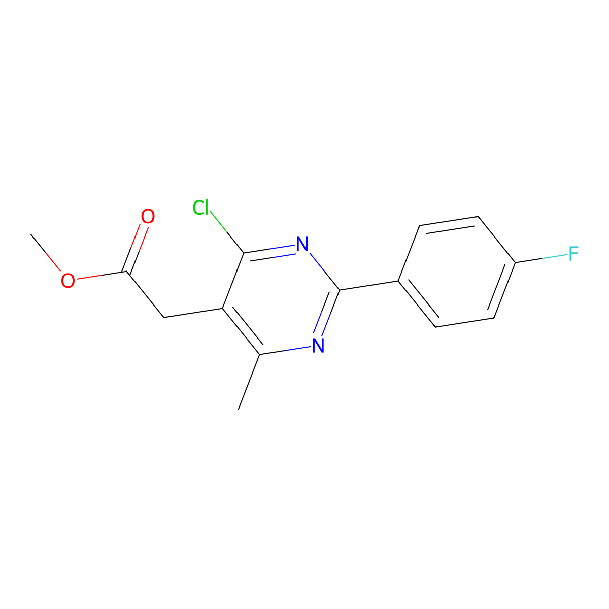 Methyl 2-[4-chloro-2-(4-fluorophenyl)-6-methyl-5-pyrimidinyl]acetate molecular structure, CAS 2096987-13-0
