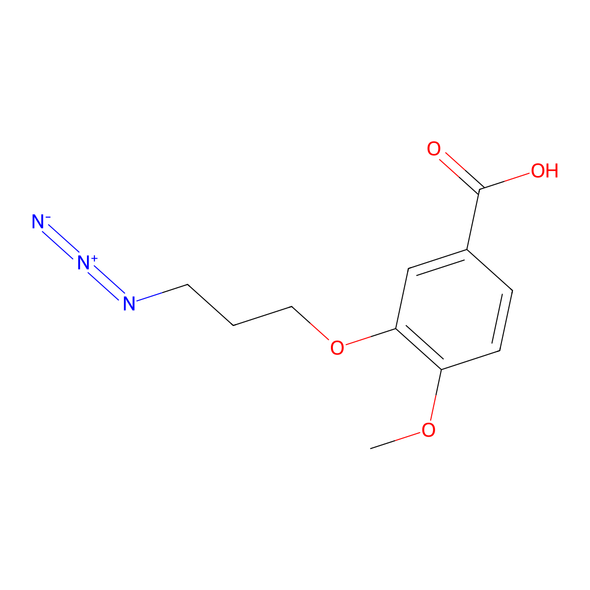 3-(3-Azidopropoxy)-4-methoxybenzoic acid molecular structure, CAS 2096987-23-2